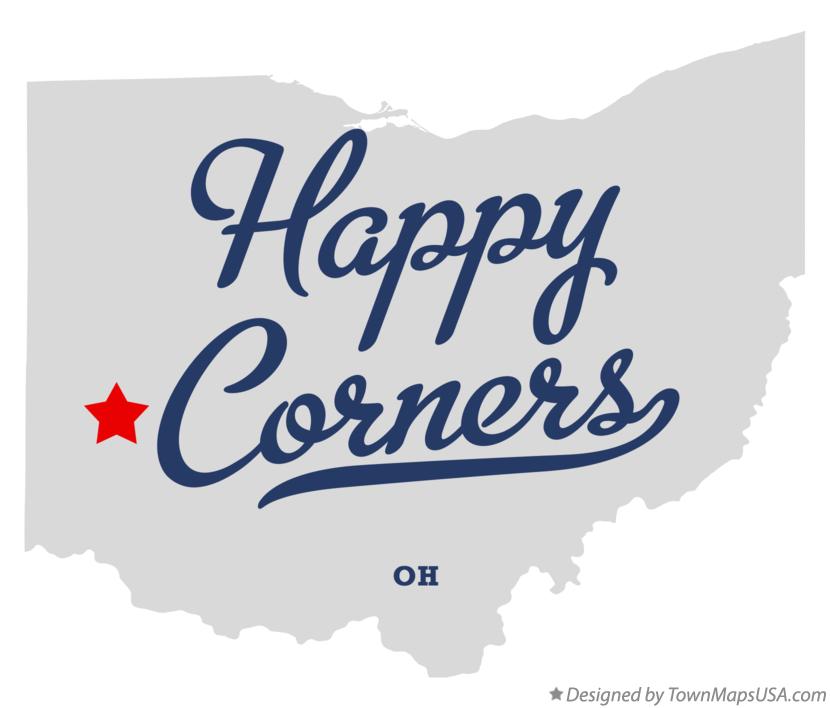 Map of Happy Corners Ohio OH