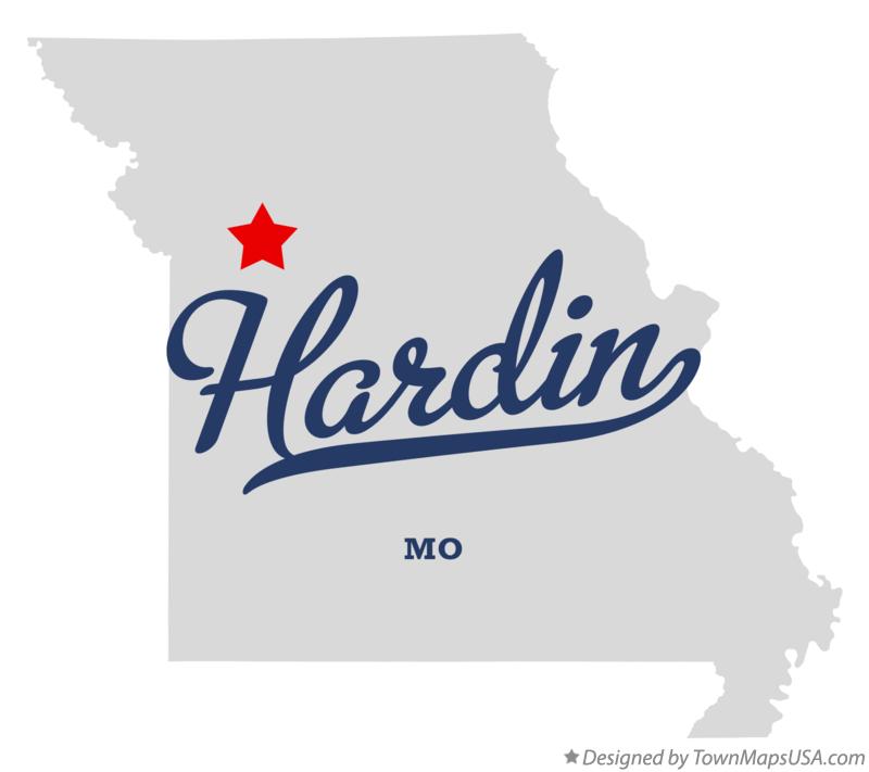 Map of Hardin Missouri MO