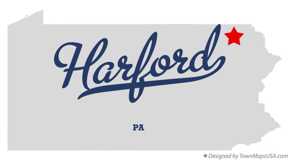 Map of Harford Pennsylvania PA