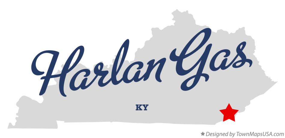 Map of Harlan Gas Kentucky KY