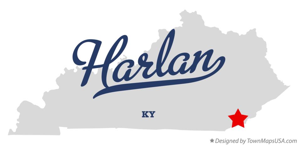 Map of Harlan Kentucky KY
