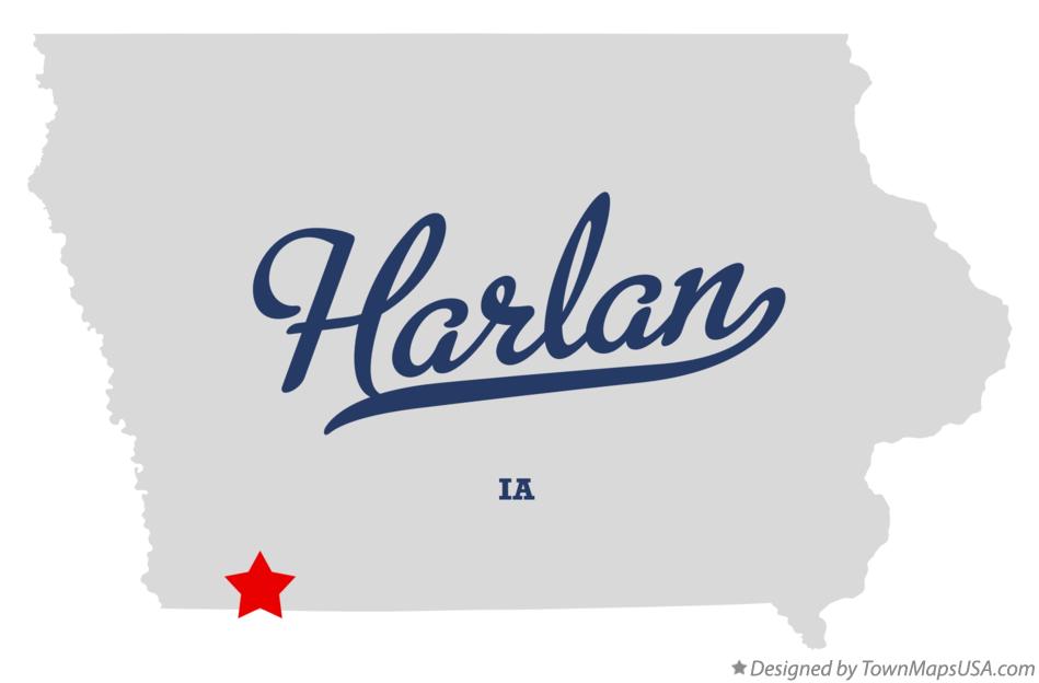 Map of Harlan Iowa IA
