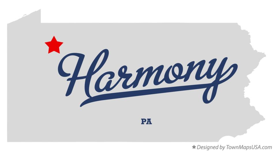 Map of Harmony Pennsylvania PA