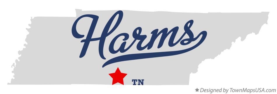 Map of Harms Tennessee TN