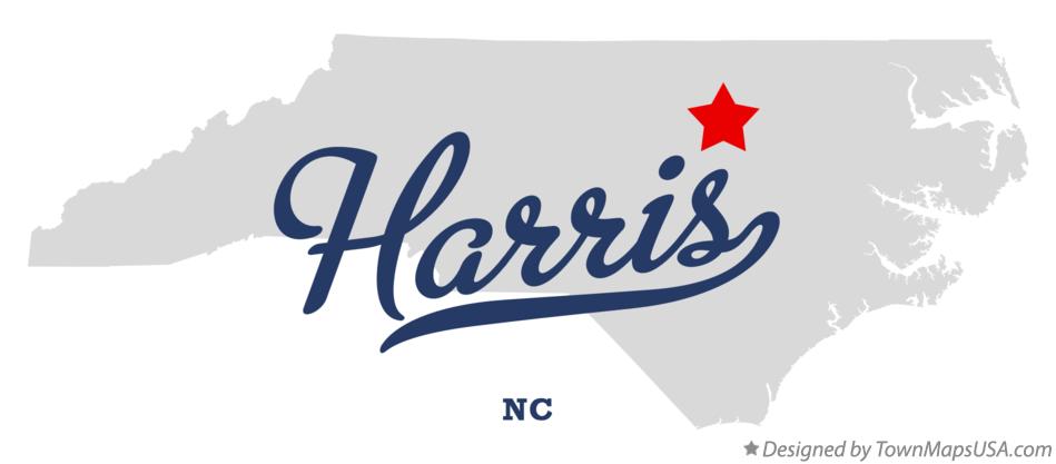 Map of Harris North Carolina NC