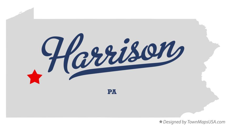 Map of Harrison Pennsylvania PA
