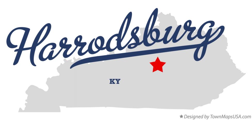 Map of Harrodsburg Kentucky KY
