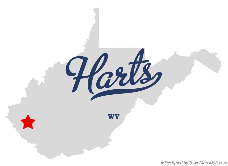 Map of Harts West Virginia WV