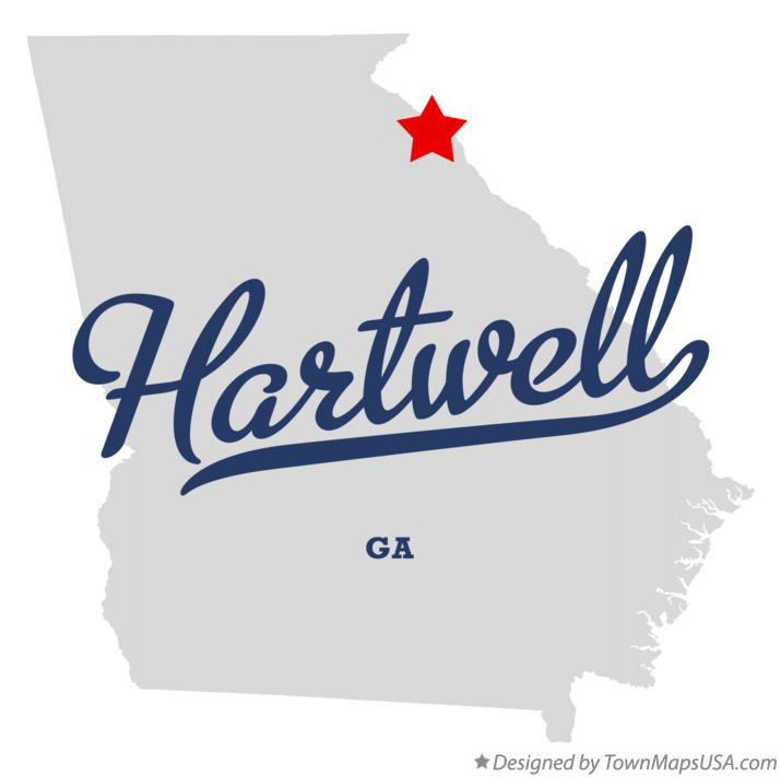 Map of Hartwell Georgia GA