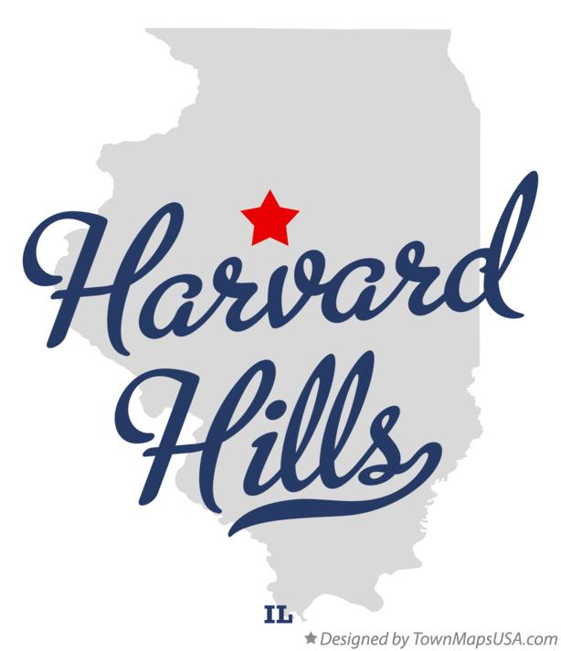 Map of Harvard Hills Illinois IL