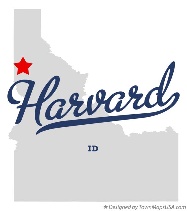 Map of Harvard Idaho ID