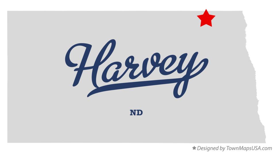 Map of Harvey North Dakota ND