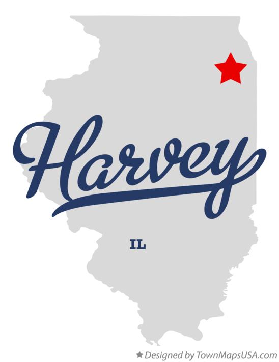 Map of Harvey Illinois IL
