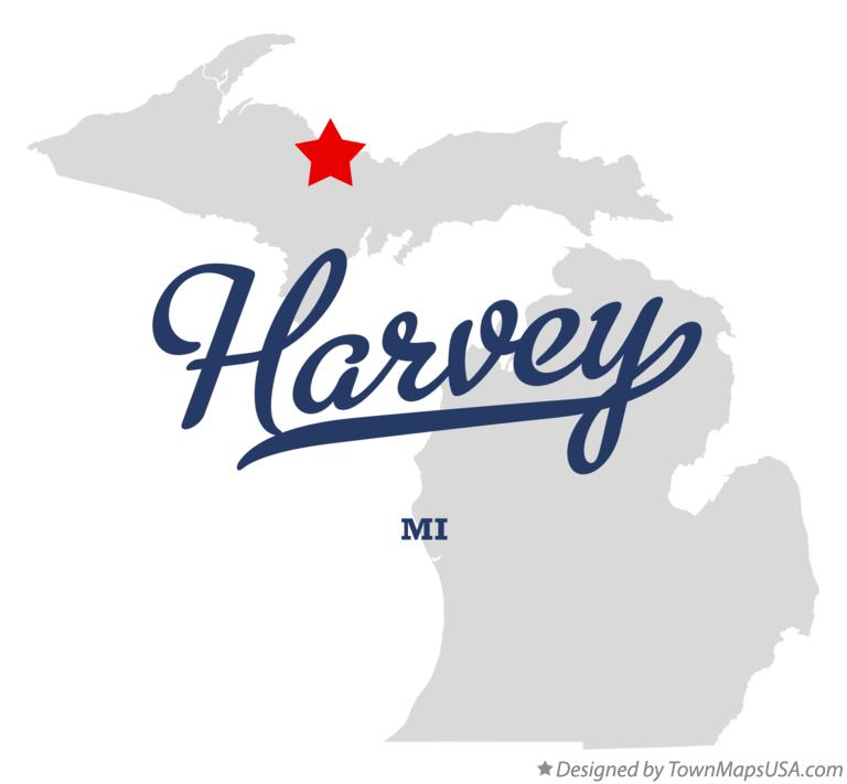 Map of Harvey Michigan MI