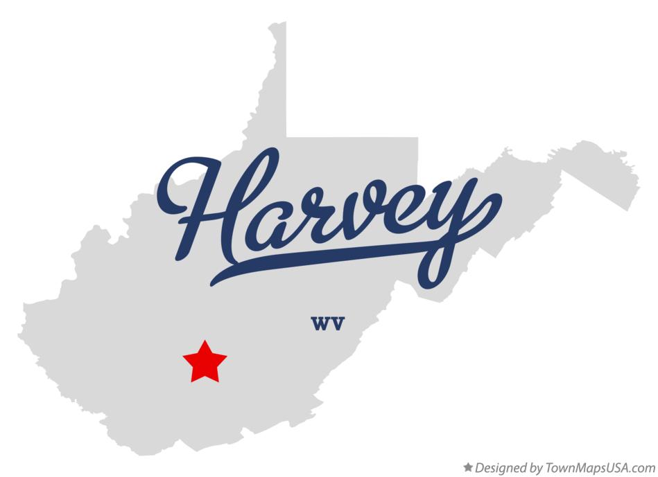 Map of Harvey West Virginia WV