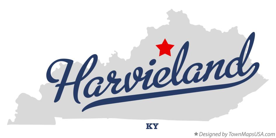 Map of Harvieland Kentucky KY