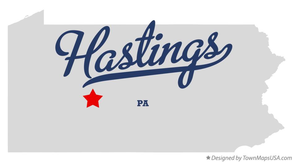 Map of Hastings Pennsylvania PA