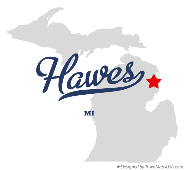 Map of Hawes Michigan MI