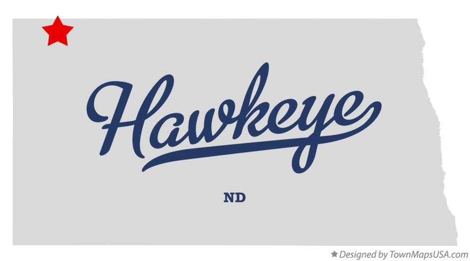 Map of Hawkeye North Dakota ND