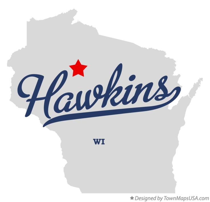 Map of Hawkins Wisconsin WI