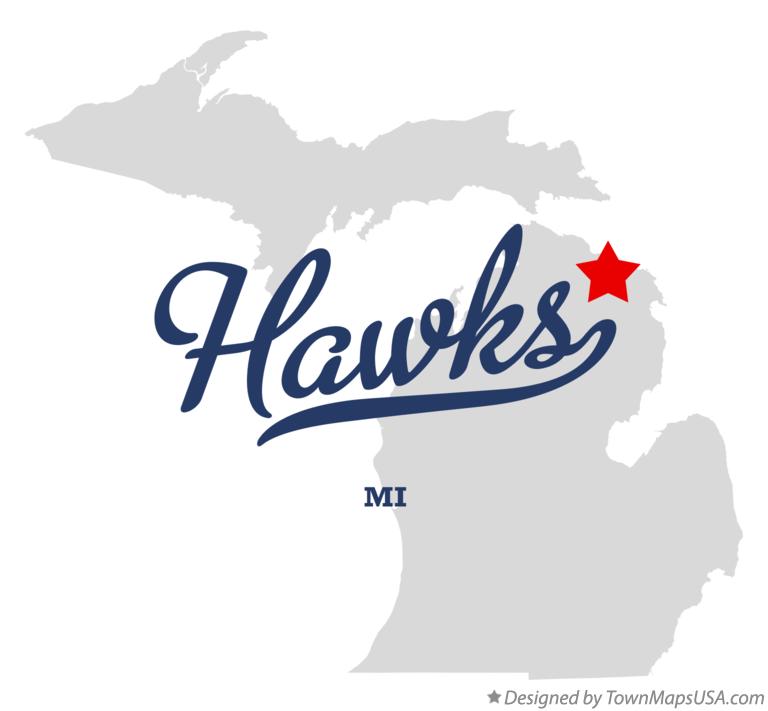 Map of Hawks Michigan MI