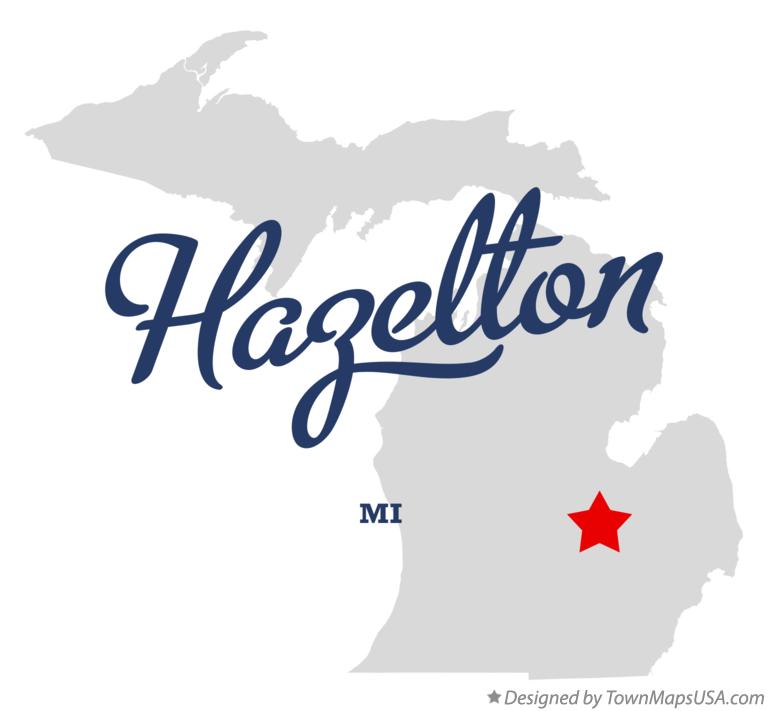 Map of Hazelton Michigan MI