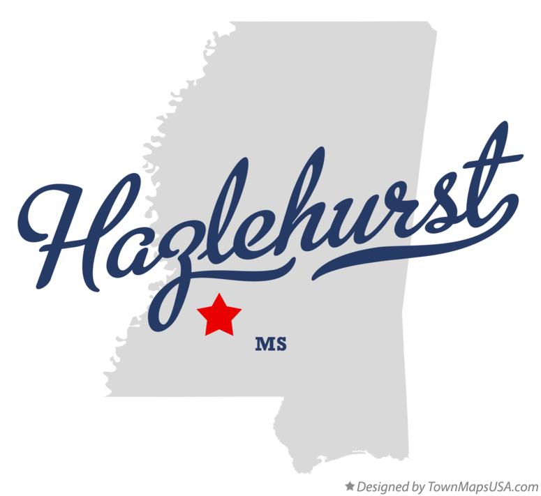 Map of Hazlehurst Mississippi MS