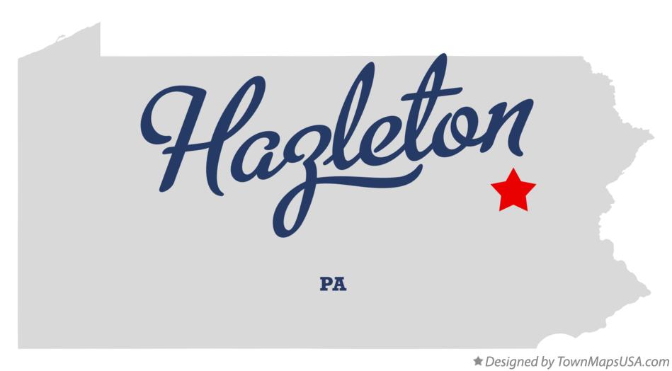 Map of Hazleton Pennsylvania PA