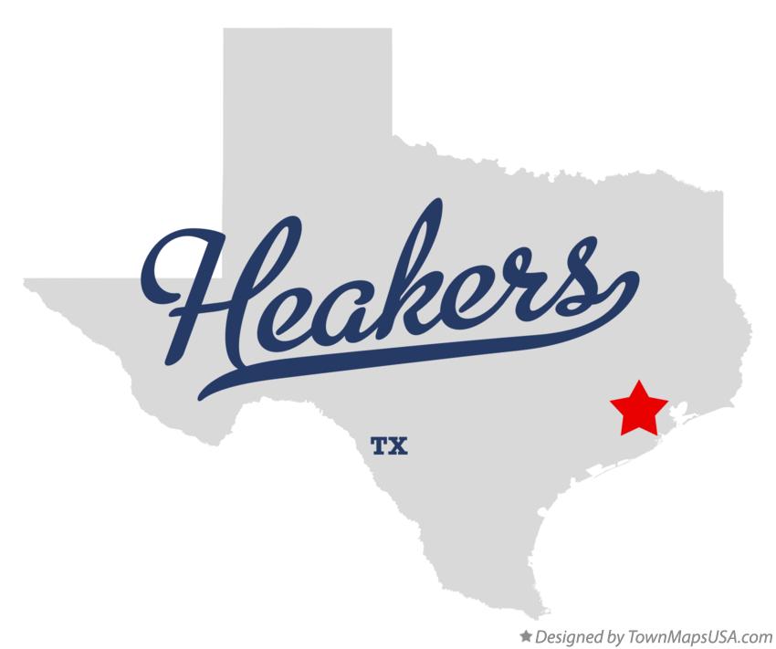 Map of Heakers Texas TX