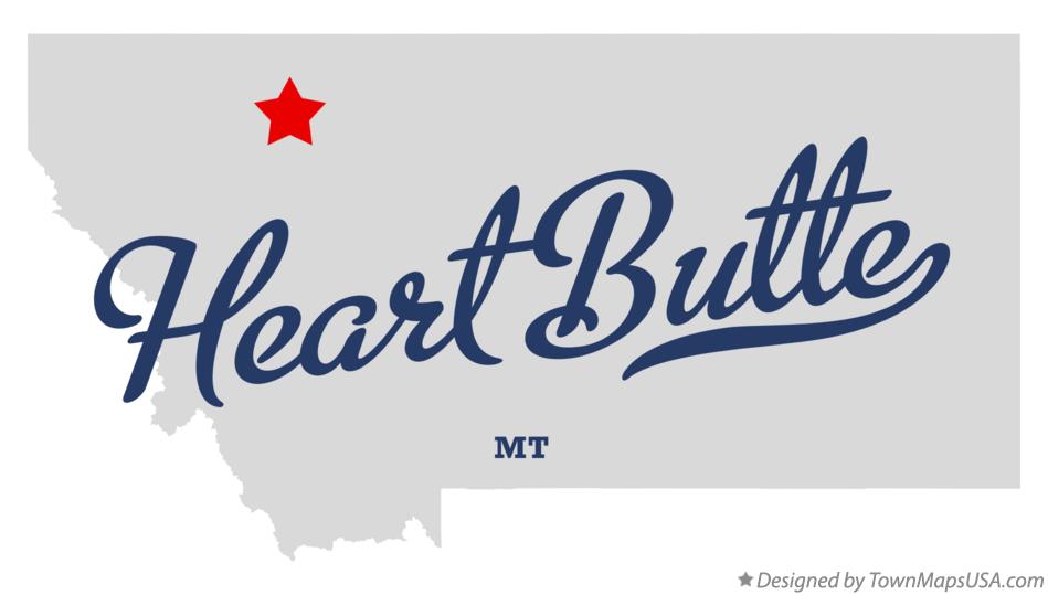 Map of Heart Butte Montana MT