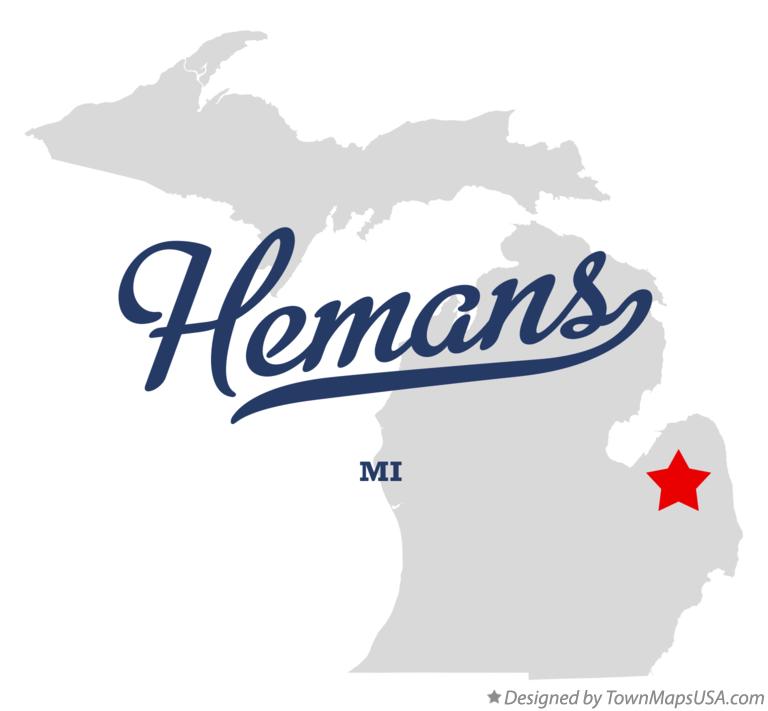 Map of Hemans Michigan MI