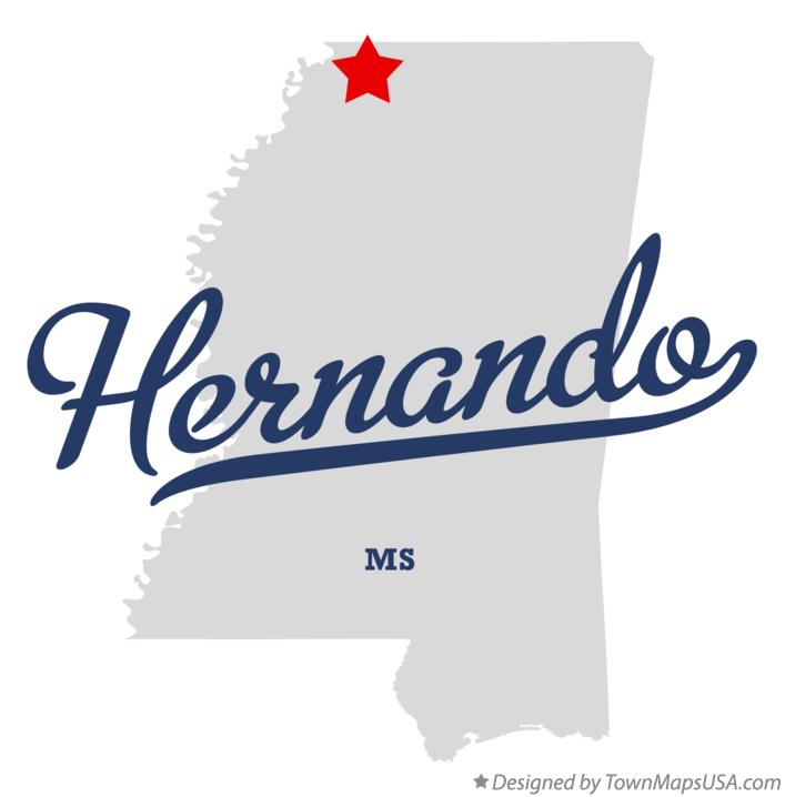 Map of Hernando Mississippi MS