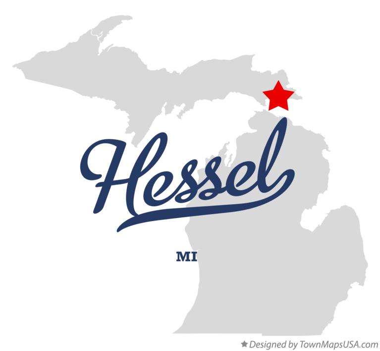 Map of Hessel Michigan MI