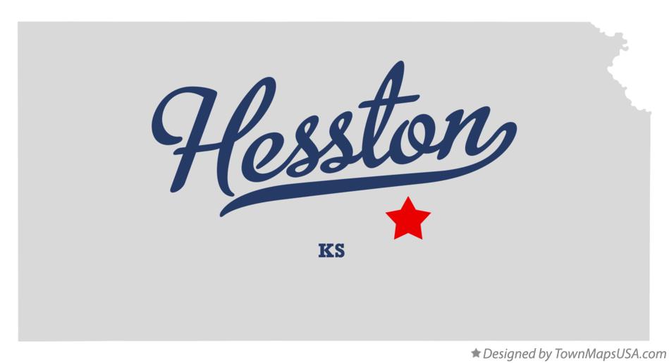 Map of Hesston Kansas KS