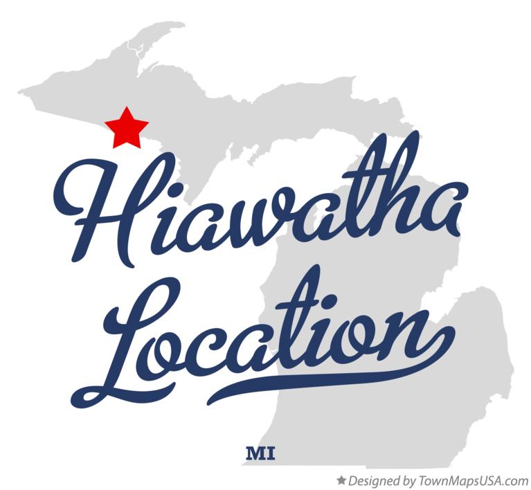 Map of Hiawatha Location Michigan MI