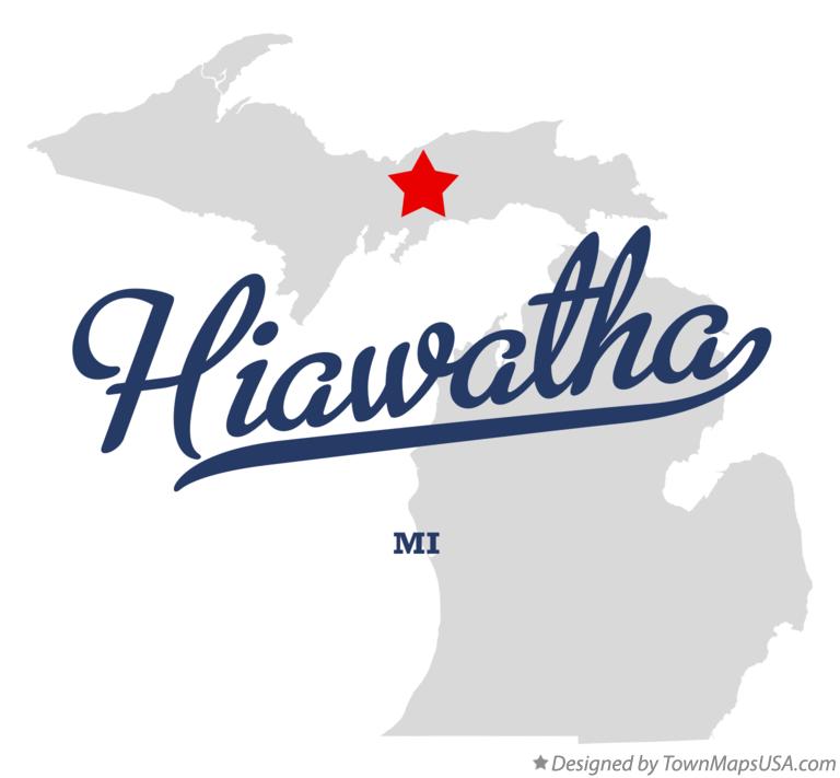 Map of Hiawatha Michigan MI
