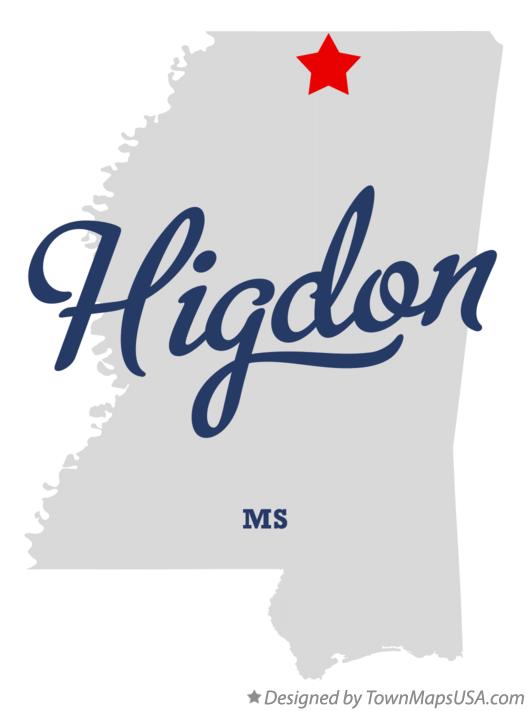 Map of Higdon Mississippi MS