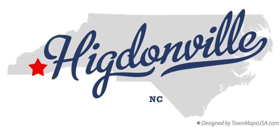 Map of Higdonville North Carolina NC