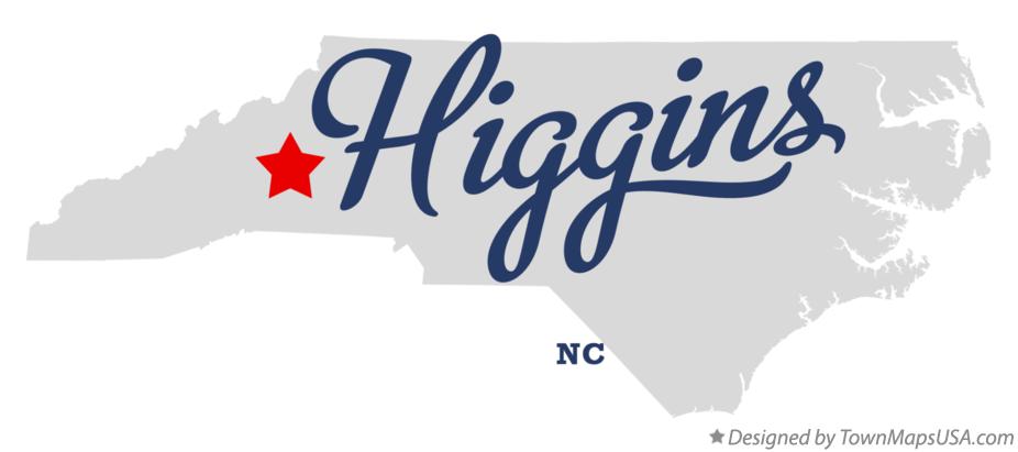 Map of Higgins North Carolina NC