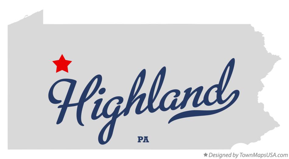 Map of Highland Pennsylvania PA