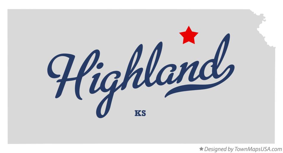 Map of Highland Kansas KS