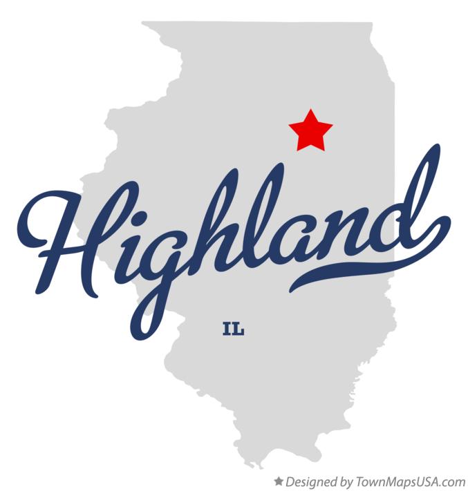 Map of Highland Illinois IL
