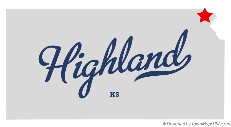 Map of Highland Kansas KS