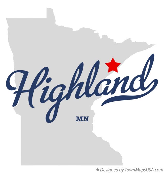 Map of Highland Minnesota MN