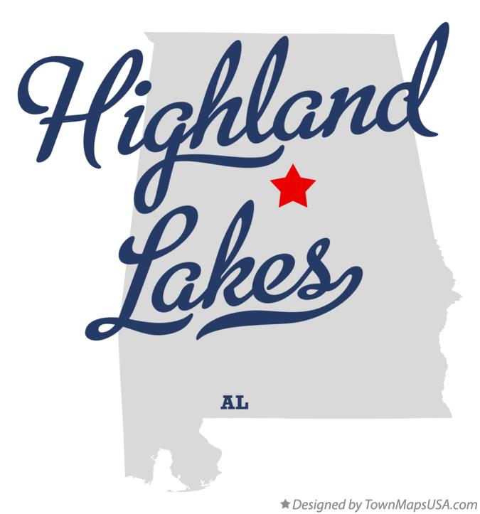 Map of Highland Lakes Alabama AL