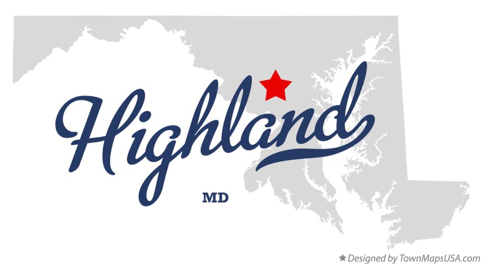 Map of Highland Maryland MD