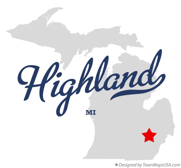Map of Highland Michigan MI