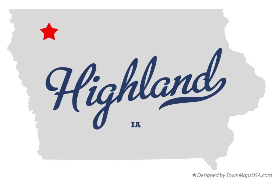 Map of Highland Iowa IA