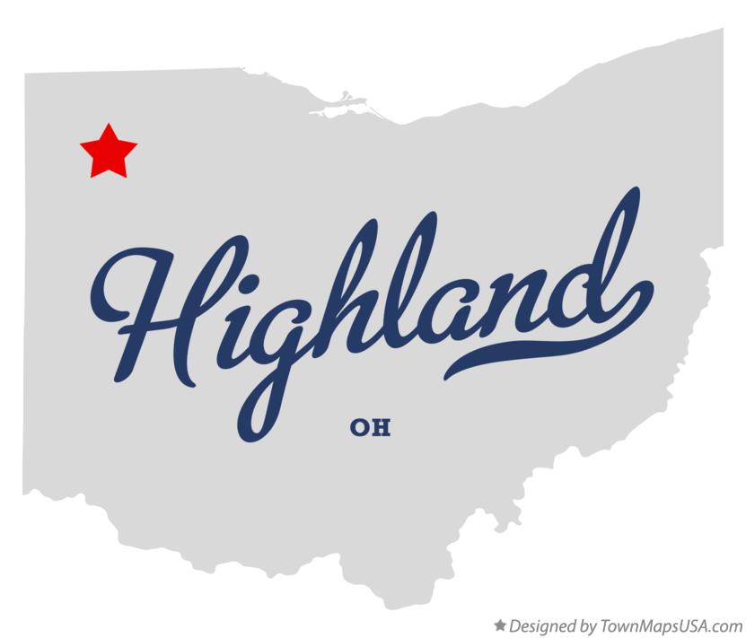 Map of Highland Ohio OH