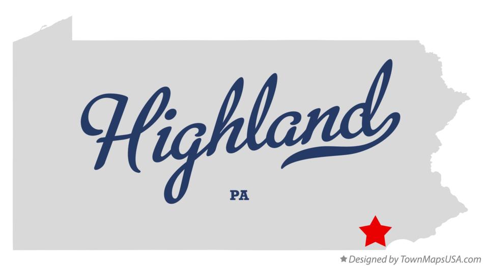 Map of Highland Pennsylvania PA